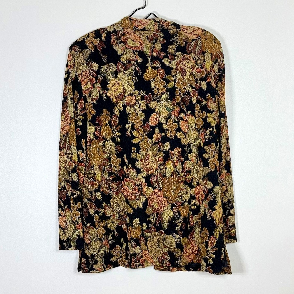 Coldwater Creek Womens Jacket Large Black Floral Tapestry Toggle Vintage Boho - Picture 5 of 10